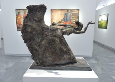 "vom morgenden Rot ...", Ton gebr. für Alu oder Bronze patiniert, H/B/T, ca. 40/46/15, 2014